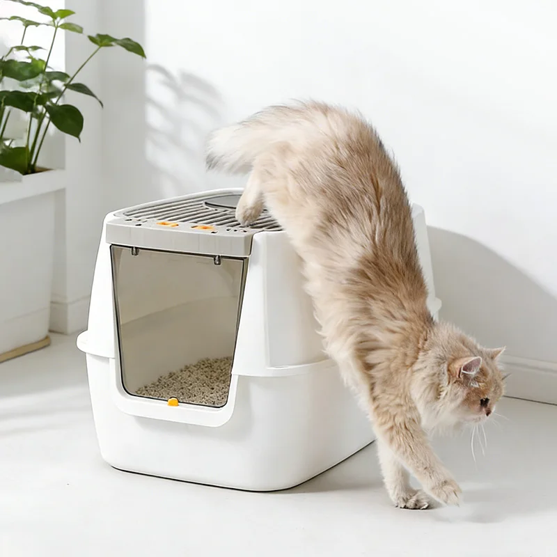 Extra Large Easy Clean PP Cat Litter Box Fully Enclosed Cat Toilet Accessories Pet Supplies