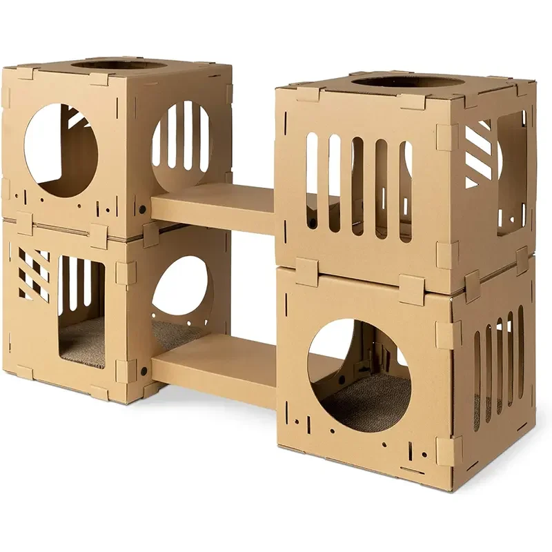 Extra-Large Indoor Castle-Style Cardboard Cat House for Cats DIY Pet Furniture Made in China