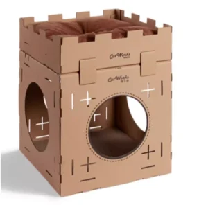 Extra Large Indoor Castle Style Cardboard Cat House with DIY Pet Furniture for Ages 2+ Made in China