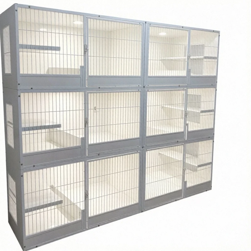 Extra Large Solid Wood Modern Classic Cat Villa Indoor Cat House Cage Furniture with Rest Areas Plastic Tray Breathable
