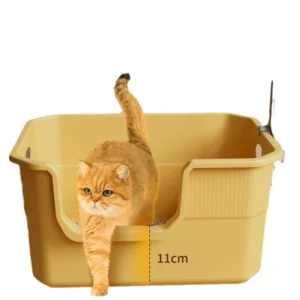 Extra Large Thickened Square PP Cat Litter Box Anti splash Fully Open Semi closed for Adult Cats