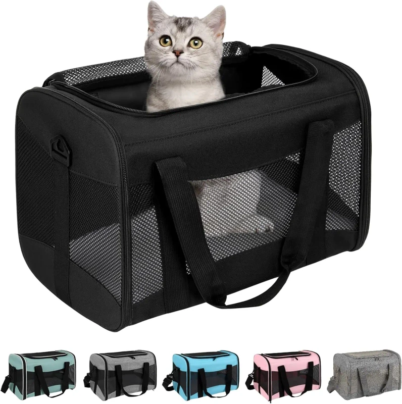 Extra Spacious Airline Approved Soft Side Pet Travel Bag Expandable Small Dog Cat Carrier Pet Bag