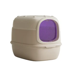 Extra large Round Fully Enclosed Plastic Cat Litter Box with Sand Splash proof and Odor proof for Kittens