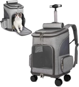 FREE SAMPLE Wheeled Pet Carrier Backpack & Stroller Travel Car Seat for Dogs Breathable Zipper Closure Comfort