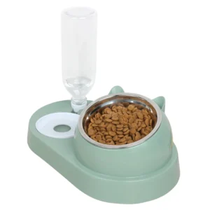 Factory 3 in 1 Plastic Pet Drinking Bowl Elevated Stainless Steel Cat Food Bowl Feeder