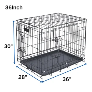 Factory 36inches Foldable Double Door Dog House Solid Iron Wire Pet Cage for Cats and Dogs