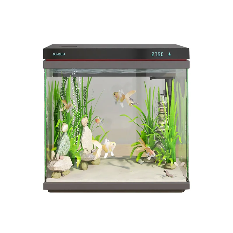 Factory Acuarios Aquarium Fish Tank Oxygen Accessories Mini Glass Aquariums with Led Light