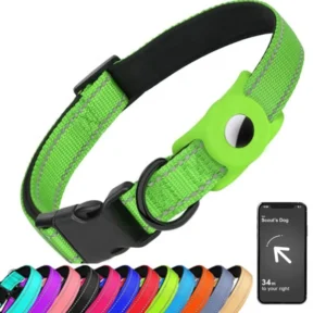 Factory Airtag Tracker Nylon Dog Collars Anti-lost GPS Tracker Reflective Pet Dog Collar with Customized Logo