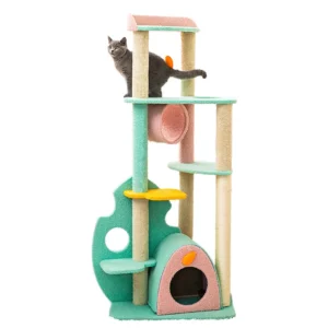 Factory All in One Luxury Cat Tree Eco Friendly ForestType Cat Climbing Sisal Scratcher and House Cat Toy