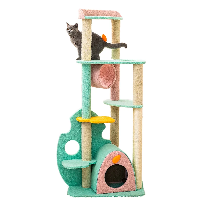 Factory All in One Luxury Cat Tree Eco Friendly ForestType Cat Climbing Sisal Scratcher and House Cat Toy