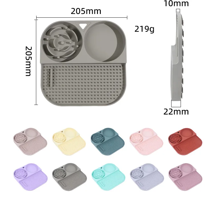 Factory All in one Non slip Food Water Slow Pet Feeder Dog Bowl Pet Lick Mat Food Grade Silicone Dog Food Bowl