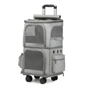 Factory Black Grey Blue Pets’ Travel Bags High Capacity Pet Trolley Carrier Spacious Double Layer Pet Carrier