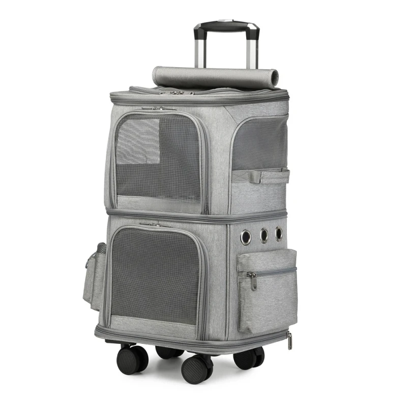 Factory Black Grey Blue Pets' Travel Bags High Capacity Pet Trolley Carrier Spacious Double Layer Pet Carrier