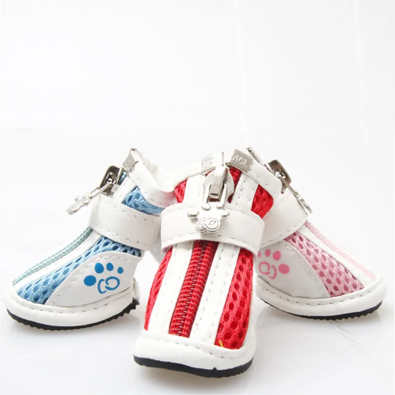 Factory Comfortable Dog Shoes Breathable Soft Warm Mesh with Non-slip PU Material Solid Pattern in Various Colors