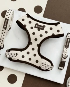 Factory Custom Dog Harness Set Polka Dot Neoprene Dog Harness Dog Leash Collar Step in Harness Vest Pet Puppy Dog Harness Set
