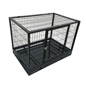 Factory Custom Escape Proof Double Lock Door Metal Wire Dog Kennel Heavy Duty Pet Crate With Detachable Waste Tray