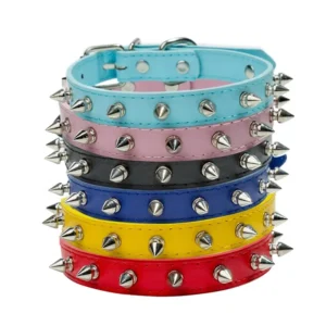 Factory Custom Logo Adjustable Breakaway Leather Cat Collar Rivet Pet Dog Collar