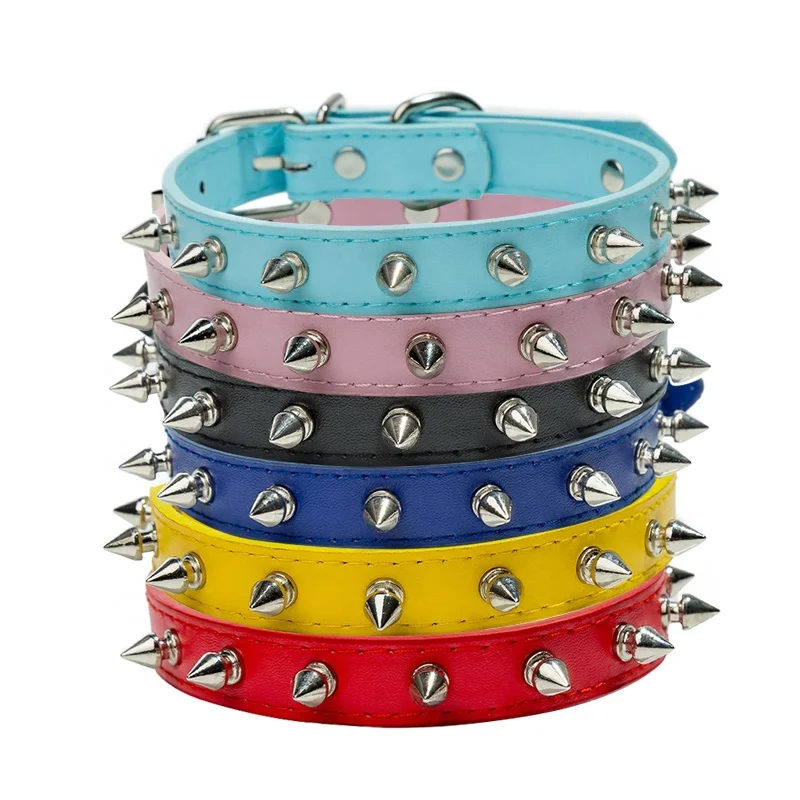 Factory Custom Logo Adjustable Breakaway Leather Cat Collar Rivet Pet Dog Collar
