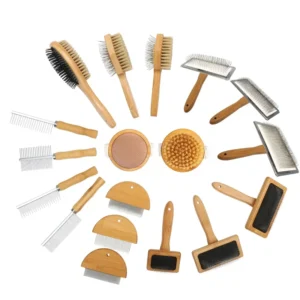 Factory Custom Logo Carbonized Bamboo Cat Grooming Products Flea Comb Dog Pet Hair Grooming Comb Brush