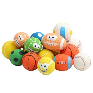 Factory Custom Logo Latex Pet Squeak Bite Toys Ball Interactive Dog Chewing Toy