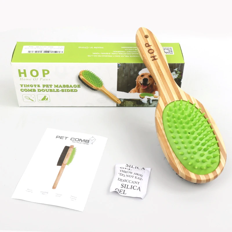 Factory Custom Logo Luxury Bamboo Wooden Cat Grooming Products Dog Pet Hair Grooming Comb Brush HOP
