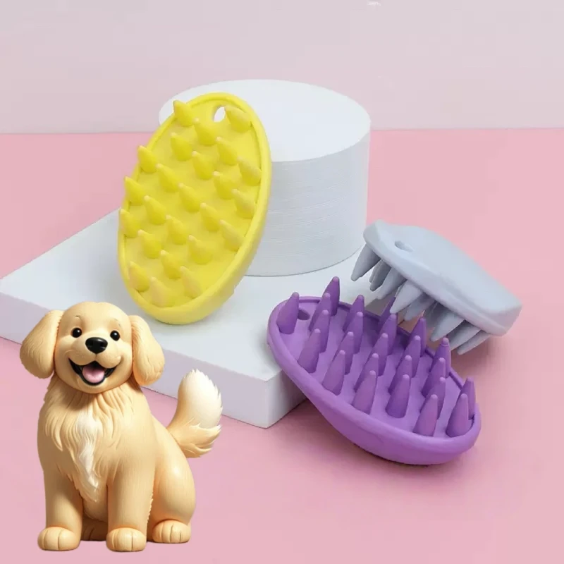 Factory Custom Logo Portable Rubber Cat Shower Massage Brush Dog Pet Grooming Bath Brush