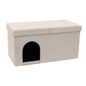 Factory Custom Modern Living Room Cotton and Linen Fabrics Furniture Ottoman Storage Stool Pet House for Dogs and Cats