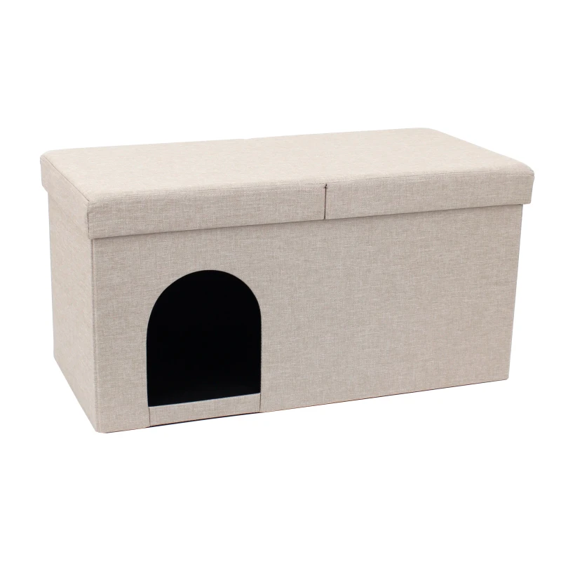 Factory Custom Modern Living Room Cotton and Linen Fabrics Furniture Ottoman Storage Stool Pet House for Dogs and Cats