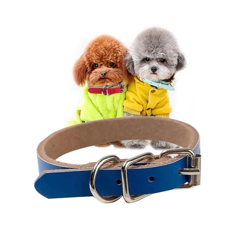Factory Custom Puppy Neck Belt Pet Cat Collar Genuine Cow Leather Dog Collar