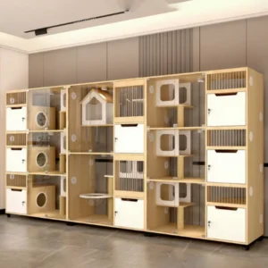 Factory Customizable Solid Wood Extra Large Panoramic Cat House Cage Reusable with Simple Assembly