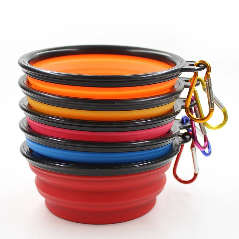 Factory Customized Portable Silicone Dog Bowl Tableware Small Size Foldable Collapsible Pet Feeder Bowls Eco Friendly