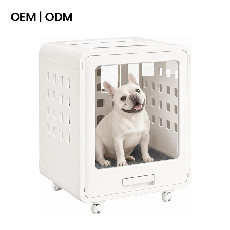 Factory Detachable HDPE Acrylic Dog Crate Furniture Indoor Kennel Pet House with Wheels for Dogs & Cats