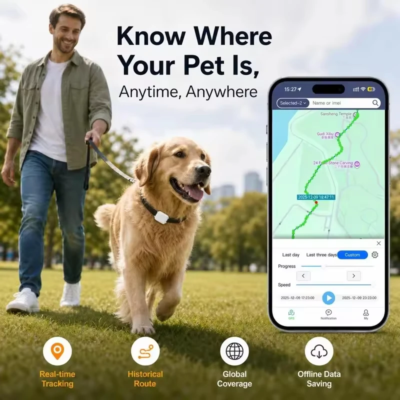 Factory Direct 4G Pet GPS Tracker Mini Collar Tracker with Real Time Location & Geo Fence Function for Dog Cat and Cattle