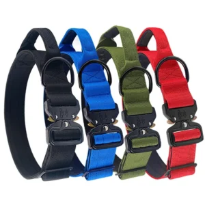 Factory Direct Collares Para Perros 5cm Wide Thick Heavy Duty Adjustable Nylon Tactical Dog Training Collar With Snake Buckle