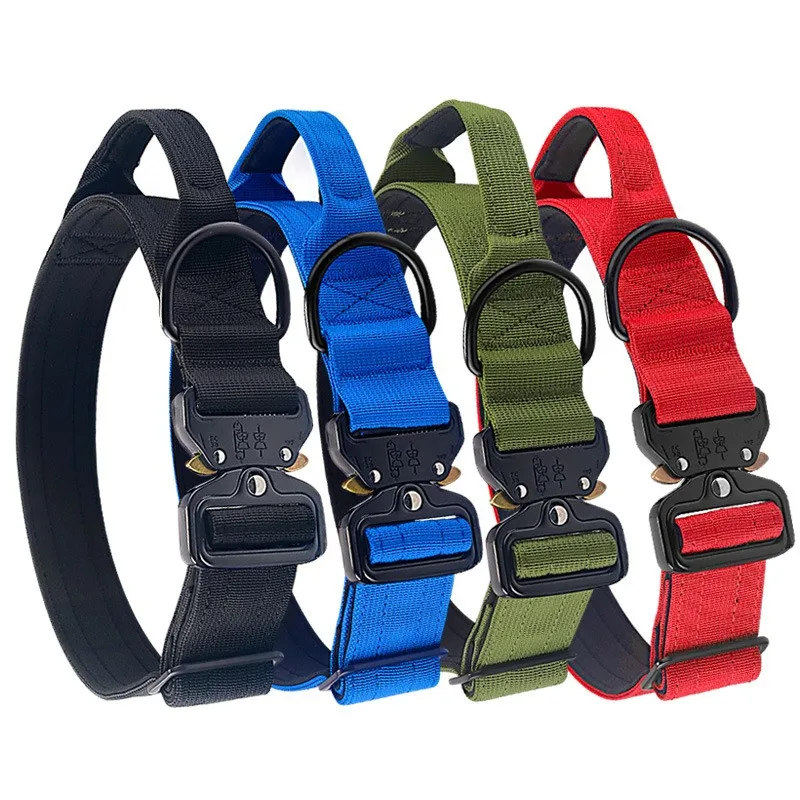 Factory Direct Collares Para Perros 5cm Wide Thick Heavy Duty Adjustable Nylon Tactical Dog Training Collar With Snake Buckle