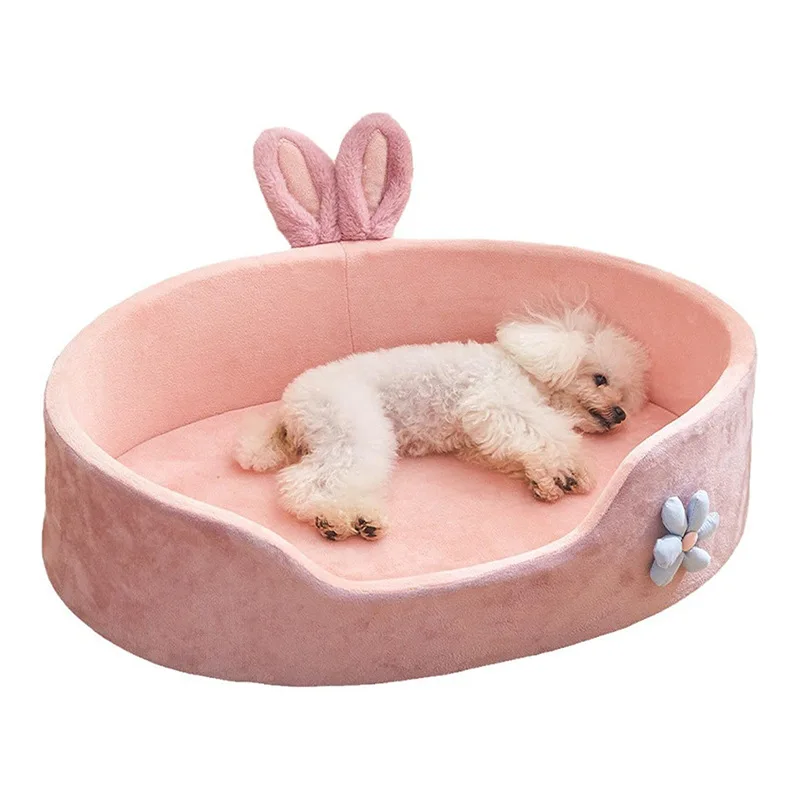 Factory Direct Cute Soft Pet Cat Bed Solid Large Dog Bed Sofa Soft Washable Durable Cozy Calming Cat Nest