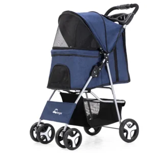 Factory Direct Four Wheel Foldable Dog Cart Convenient Oxford Fabric Pet Carrier with Easy Installation for Travel