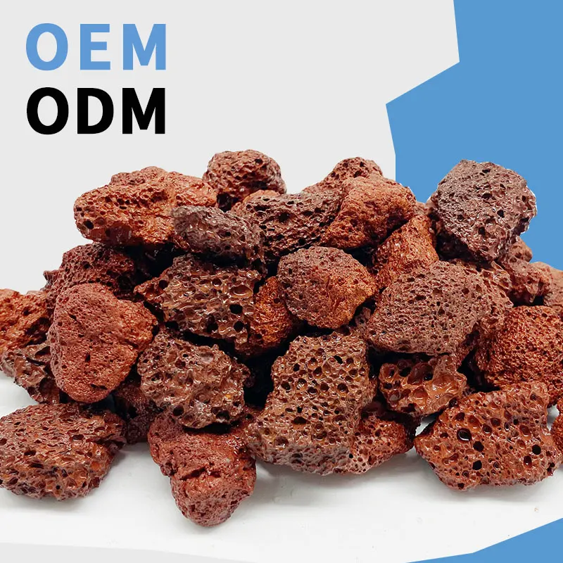 Factory Direct Natural Red Volcanic Stone 5 Sizes Porous for Garden Top Dressing Aquarium Landscape