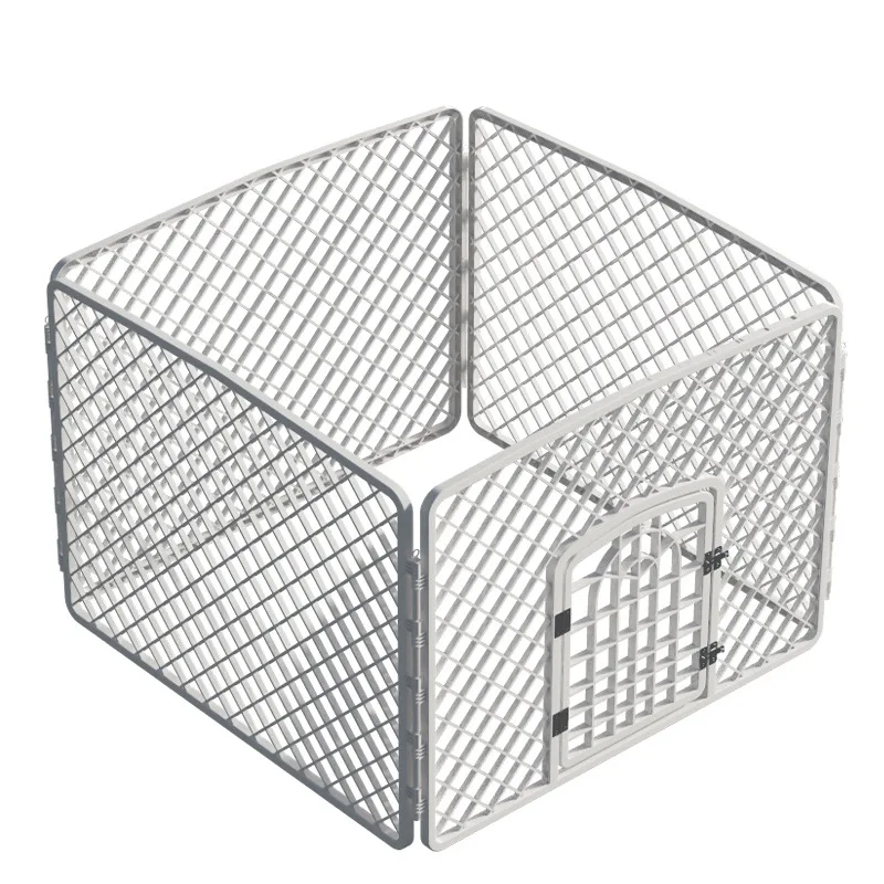 Factory Direct Plastic Dog Playpen Kennel Cage with Button Closure 4 Panel Solid Pattern Barrier Exercise Door Included