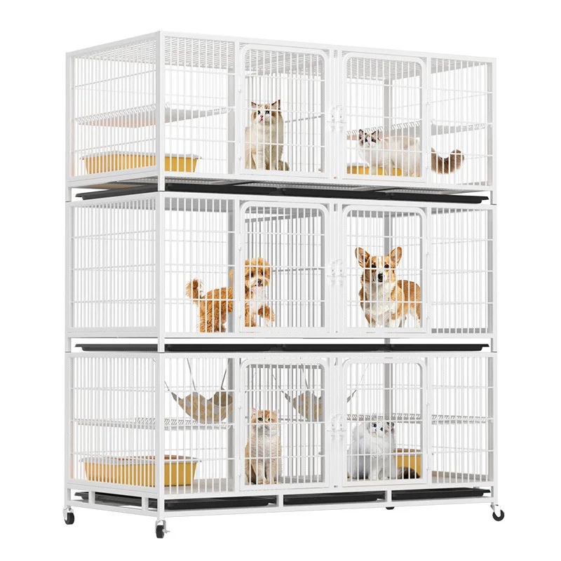Factory Direct Sales Durable Breeding Pet Cage Home Use Partition Three Layer Rectangular Dog Cage Pet Store Indoor Pet Cage