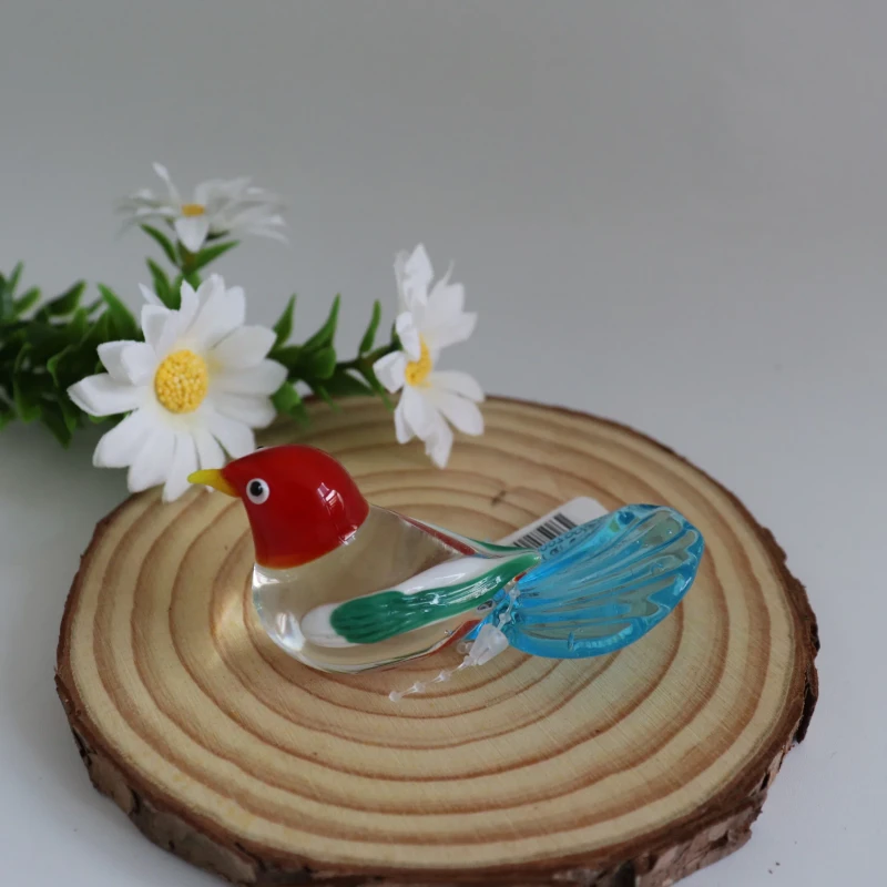 Factory Direct Supply Art Crafts Handmade Gifts Decoration Glass Lakeshore Blue tailed Bird