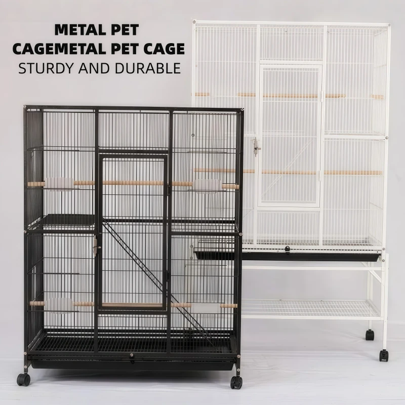 Factory Direct Supply Spacious Breeding Durable Rectangular Metal Bird Cage Cast Iron Multi-function Parrot Cage