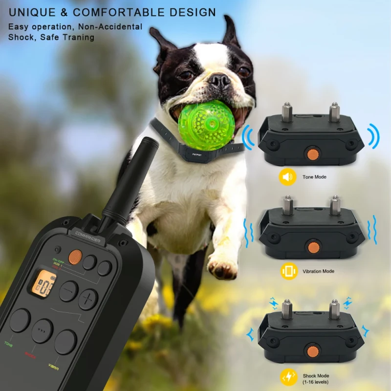 Factory Direct Waterproof Rechargeable Dog Training Collar Wireless Charge Electric Shock Vibration Pet Dog Trainer
