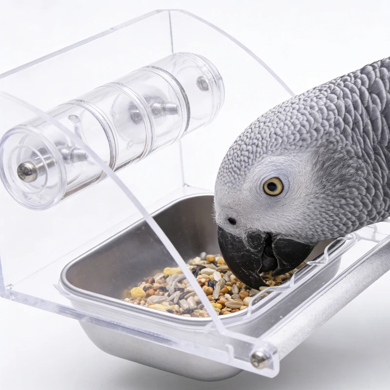 Factory Directly Eco Friendly Portable Acrylic Anti Spill Transparent Parrot and Bird Feeder for Pigeons