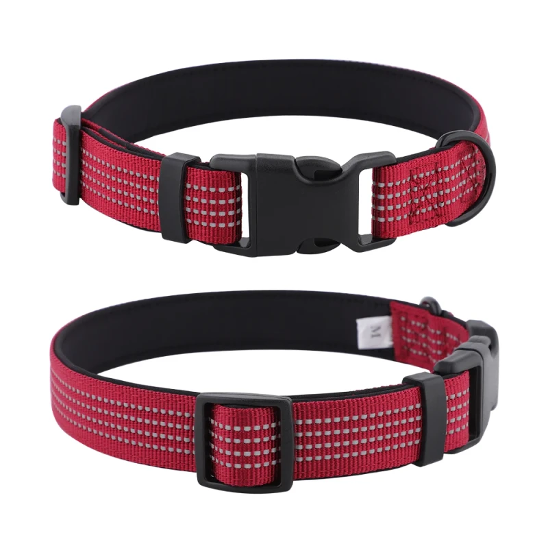 Factory Directly Nylon Pet Collar Reflective Dog Collar Supplier with Soft Neoprene Padding