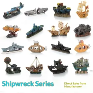 Factory Eco Friendly Resin Ship Shaped Aquarium Decorations