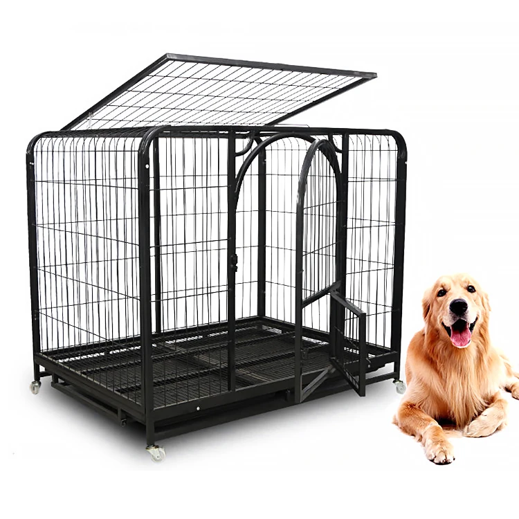 Factory Foldable Large Metal Kennels Dog Cage with Wheels