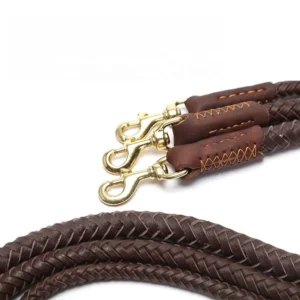 Factory Genuine Leather Hand Braided Heavy Duty Durable Rushing Out Proof Medium Large Pet Working Dog Leash Traction