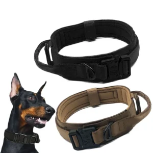 Factory Heavy Duty Metal Buckle Tactical Dog Collar and Leash Set Padded Polyester Adjustable Training Collar