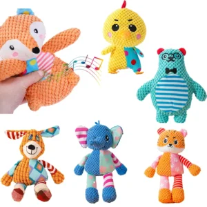 Factory Hot Sales Pet Durable Teeth Cleaning Squeaker Stuffed Plush Dog Toys